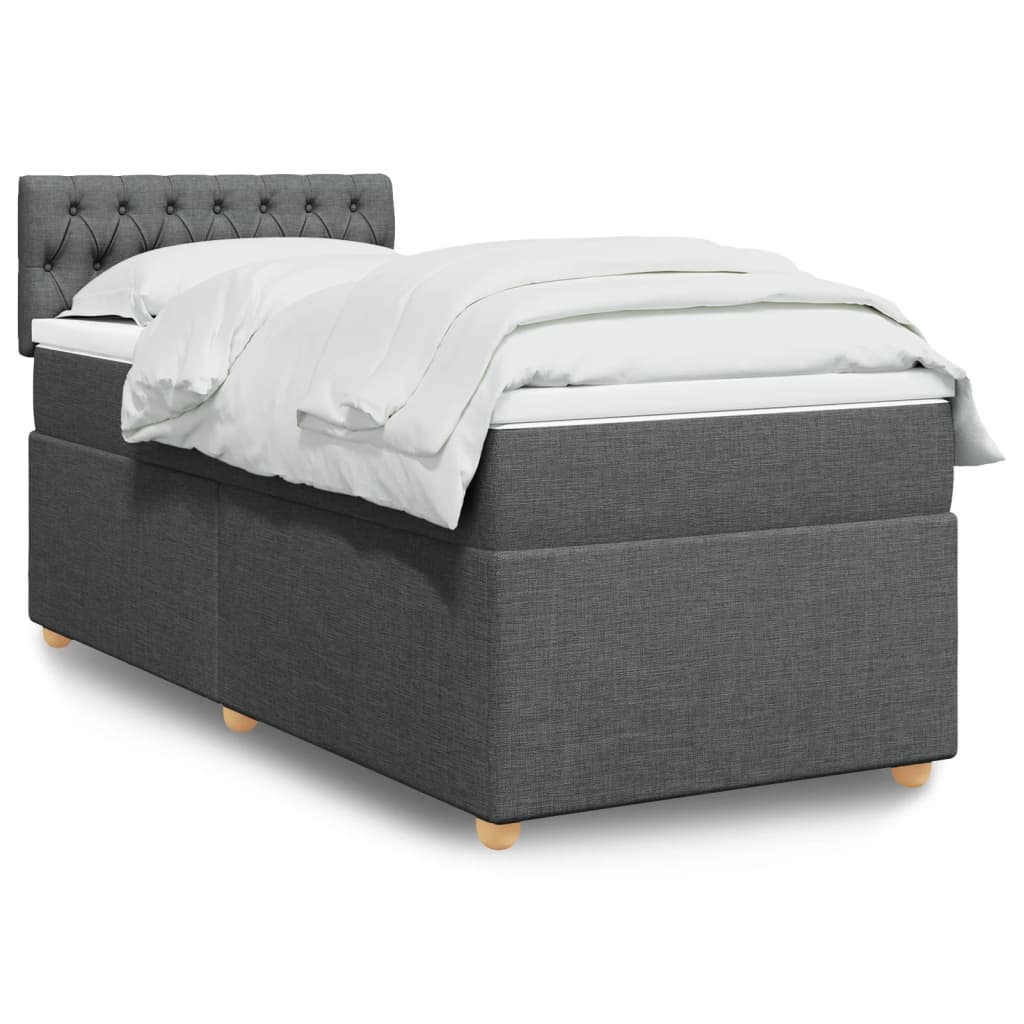 Sommier à lattes de lit avec matelas Gris foncé 100x200cm Tissu - XIOS
