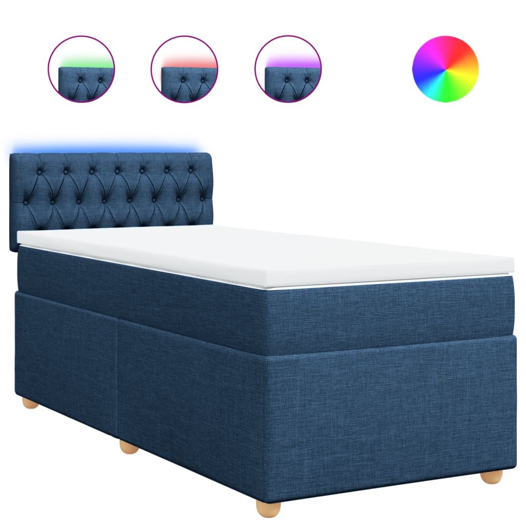 Sommier à lattes de lit avec matelas Bleu 100x200 cm Tissu - XIOS