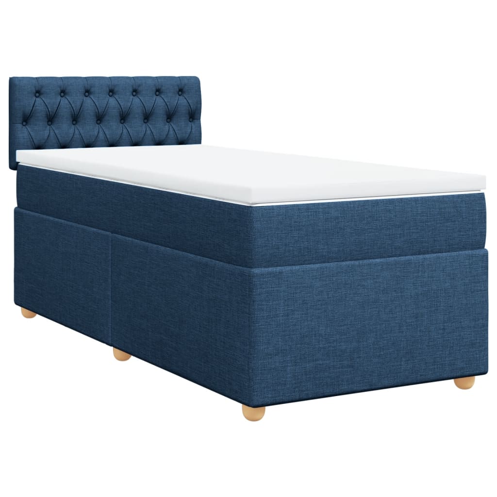 Sommier à lattes de lit avec matelas Bleu 100x200 cm Tissu - XIOS