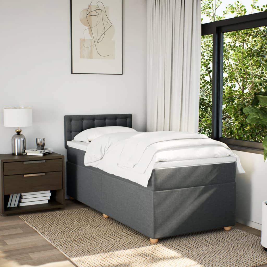 Sommier à lattes de lit avec matelas Gris foncé 100x200cm Tissu - XIOS