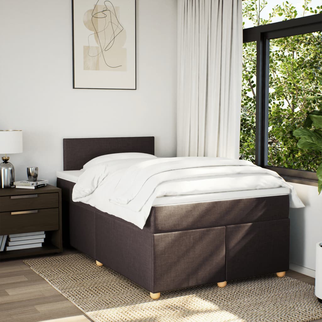 Sommier à lattes de lit et matelas marron foncé 120x190cm tissu - XIOS