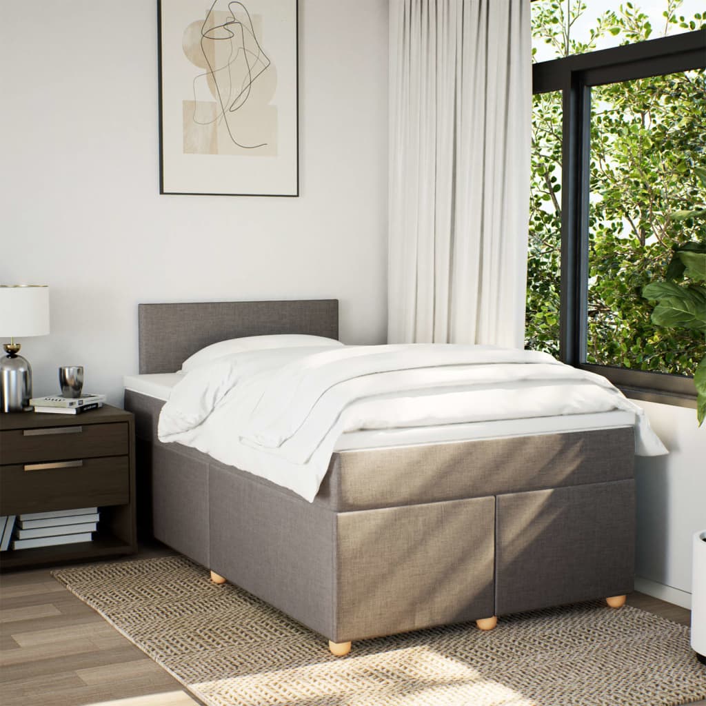 Sommier à lattes de lit avec matelas taupe 120x190 cm tissu - XIOS