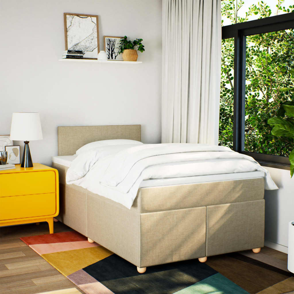 Sommier à lattes de lit avec matelas crème 120x190 cm tissu - XIOS