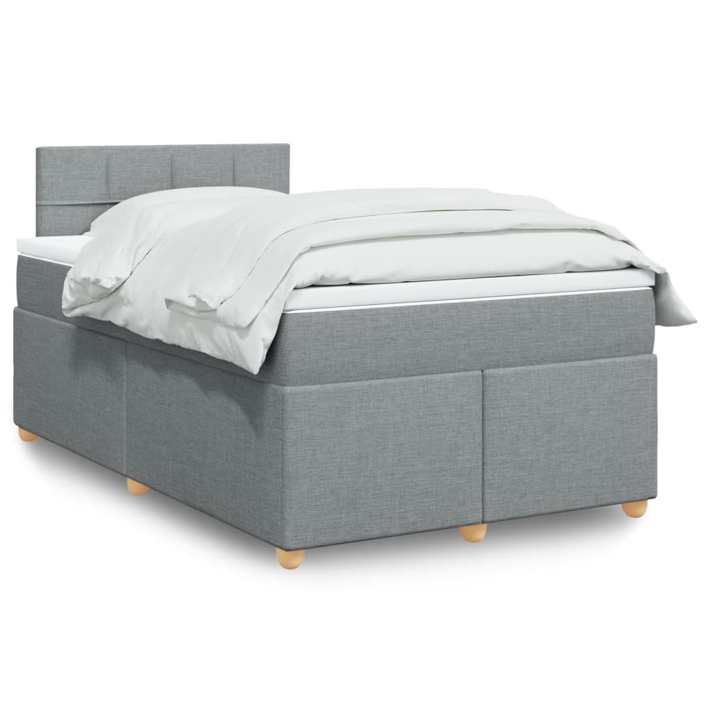 Sommier à lattes de lit et matelas gris clair 120x190 cm tissu - XIOS