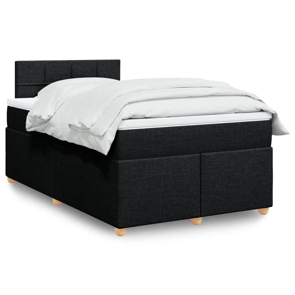 Sommier à lattes de lit avec matelas noir 120x190 cm tissu - XIOS