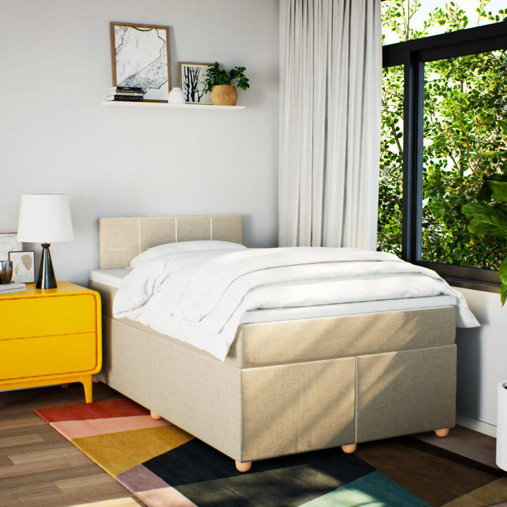 Sommier à lattes de lit avec matelas crème 120x190 cm tissu - XIOS