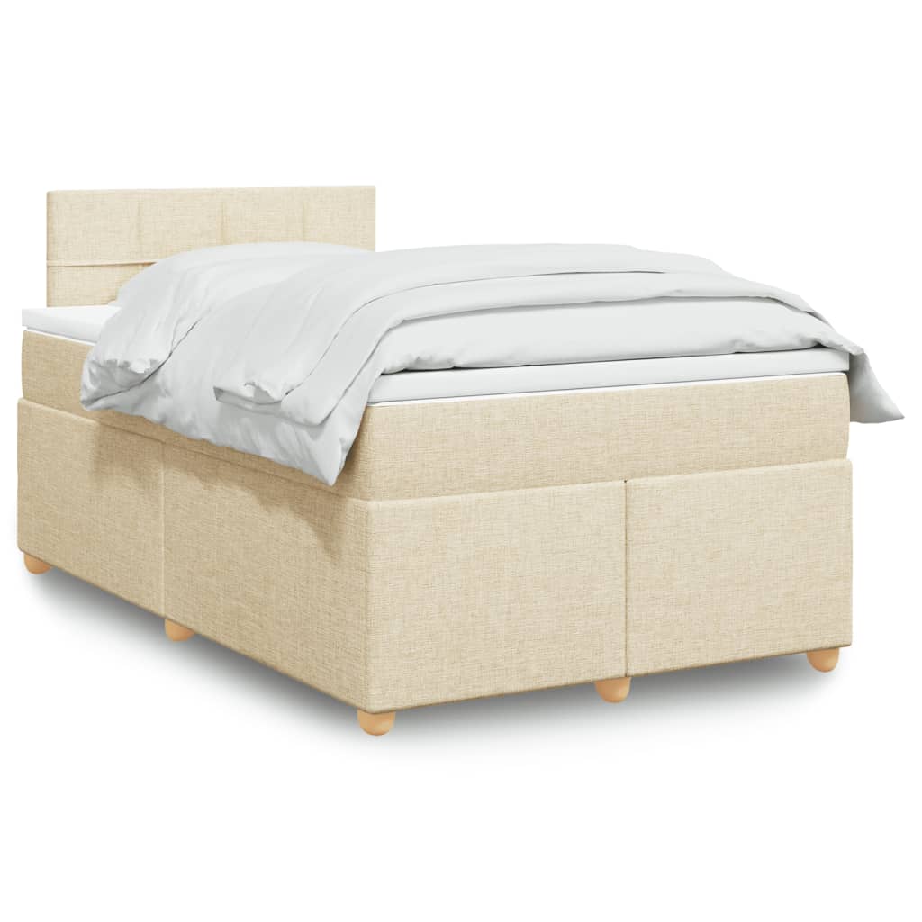 Sommier à lattes de lit avec matelas crème 120x190 cm tissu - XIOS