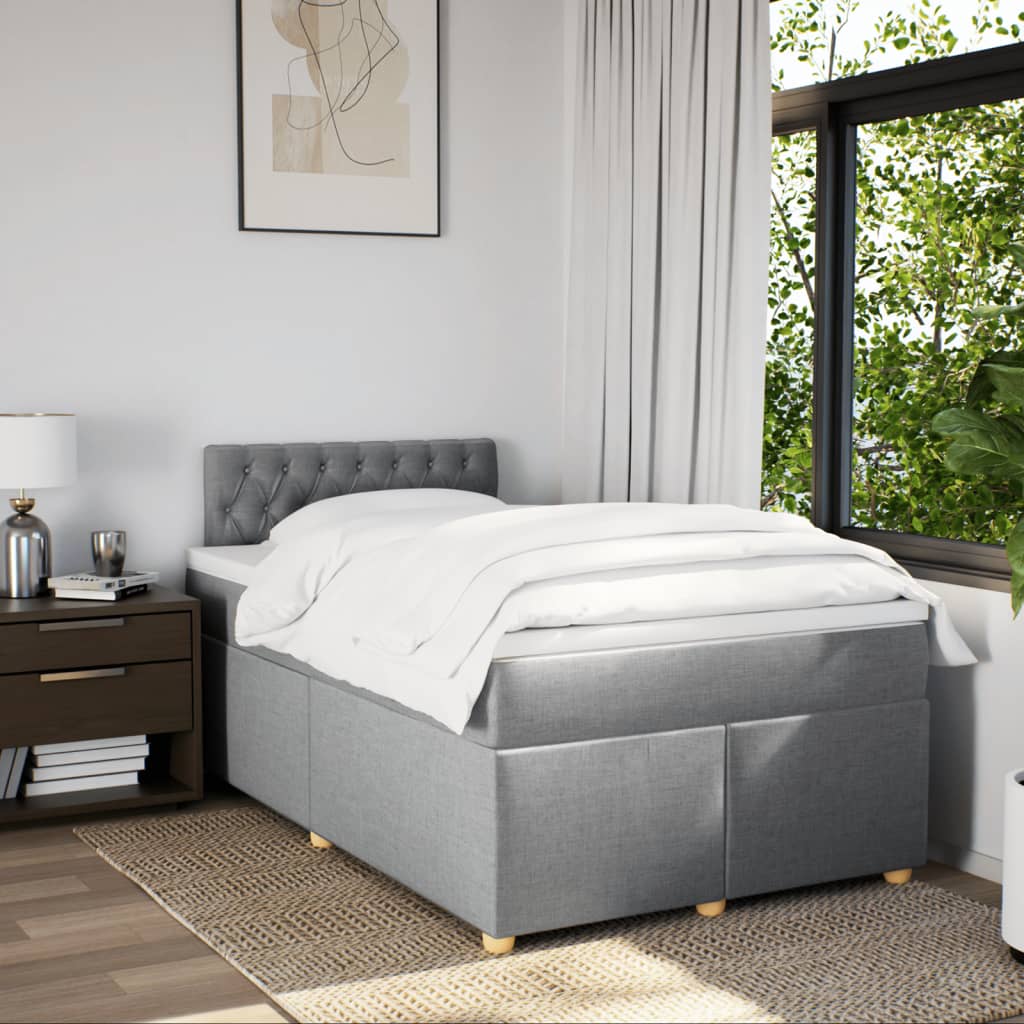 Sommier à lattes de lit et matelas gris clair 120x190 cm tissu - XIOS