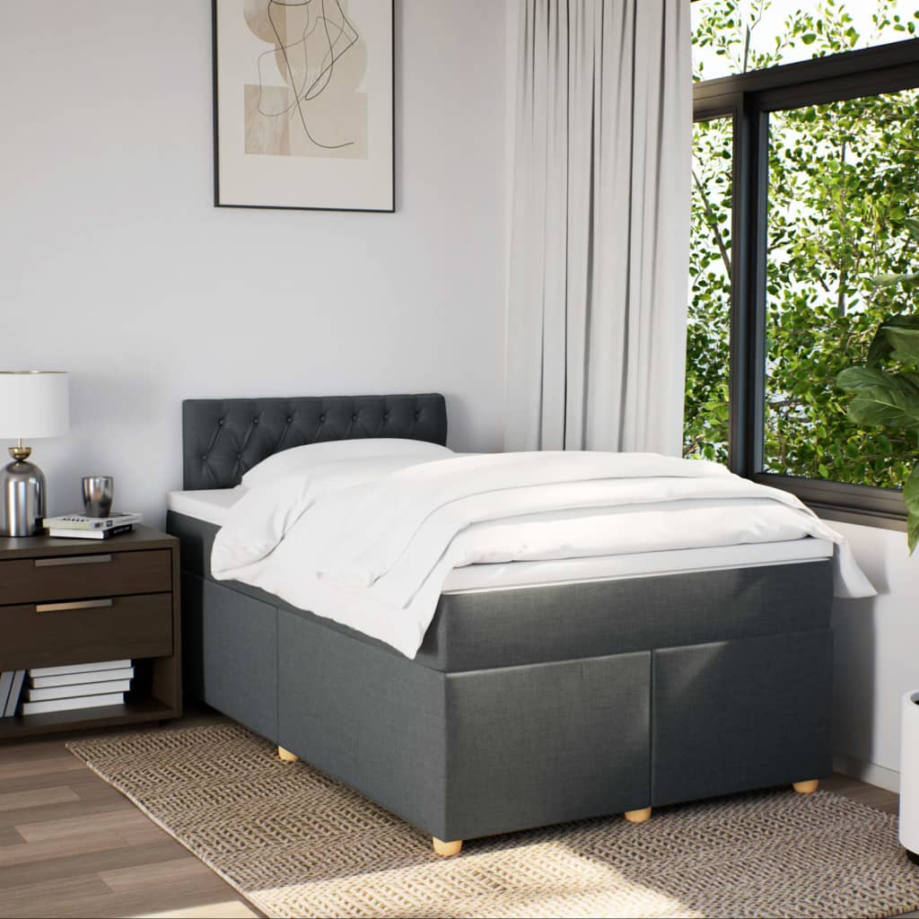 Sommier à lattes de lit avec matelas gris foncé 120x190cm tissu - XIOS