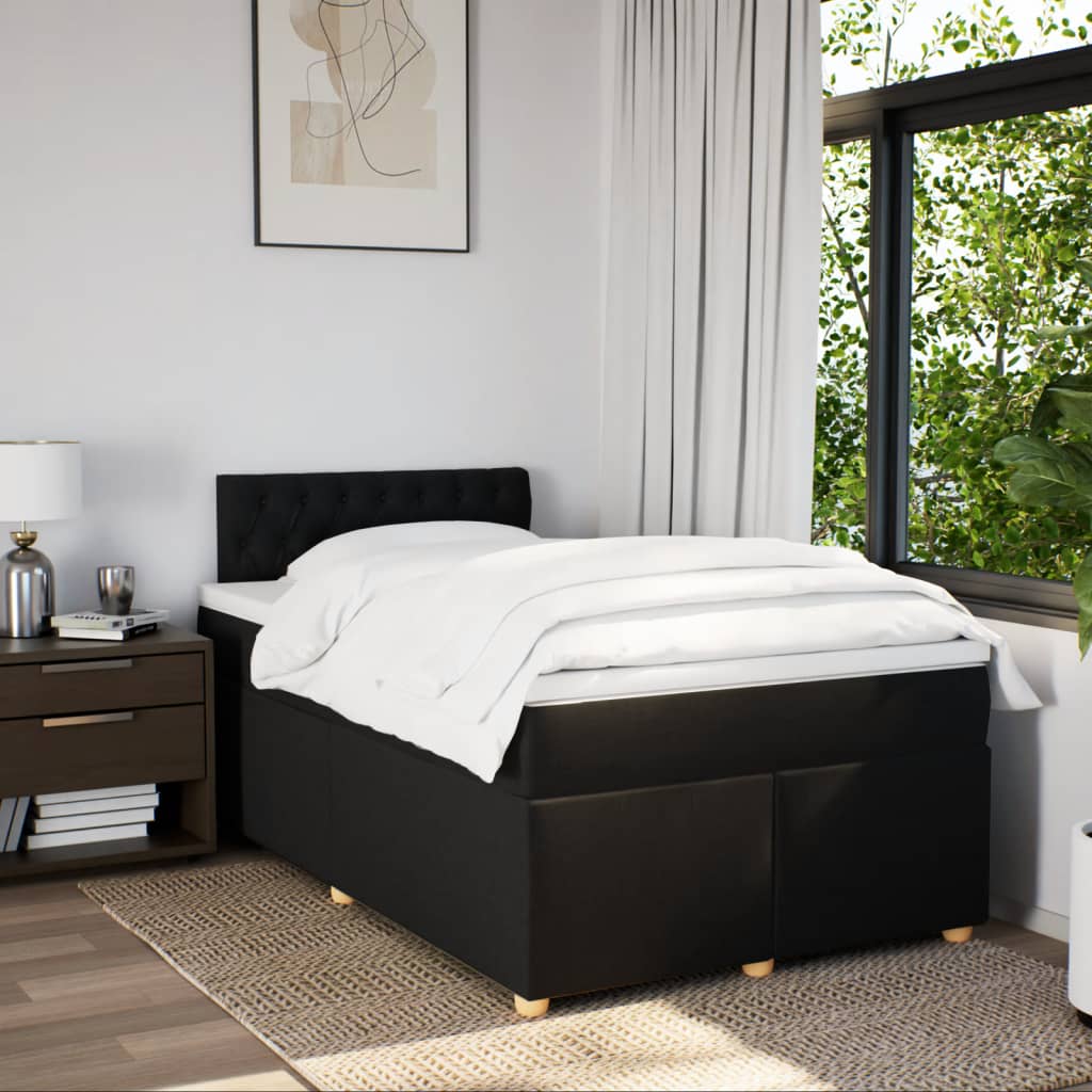 Sommier à lattes de lit avec matelas noir 120x190 cm tissu - XIOS
