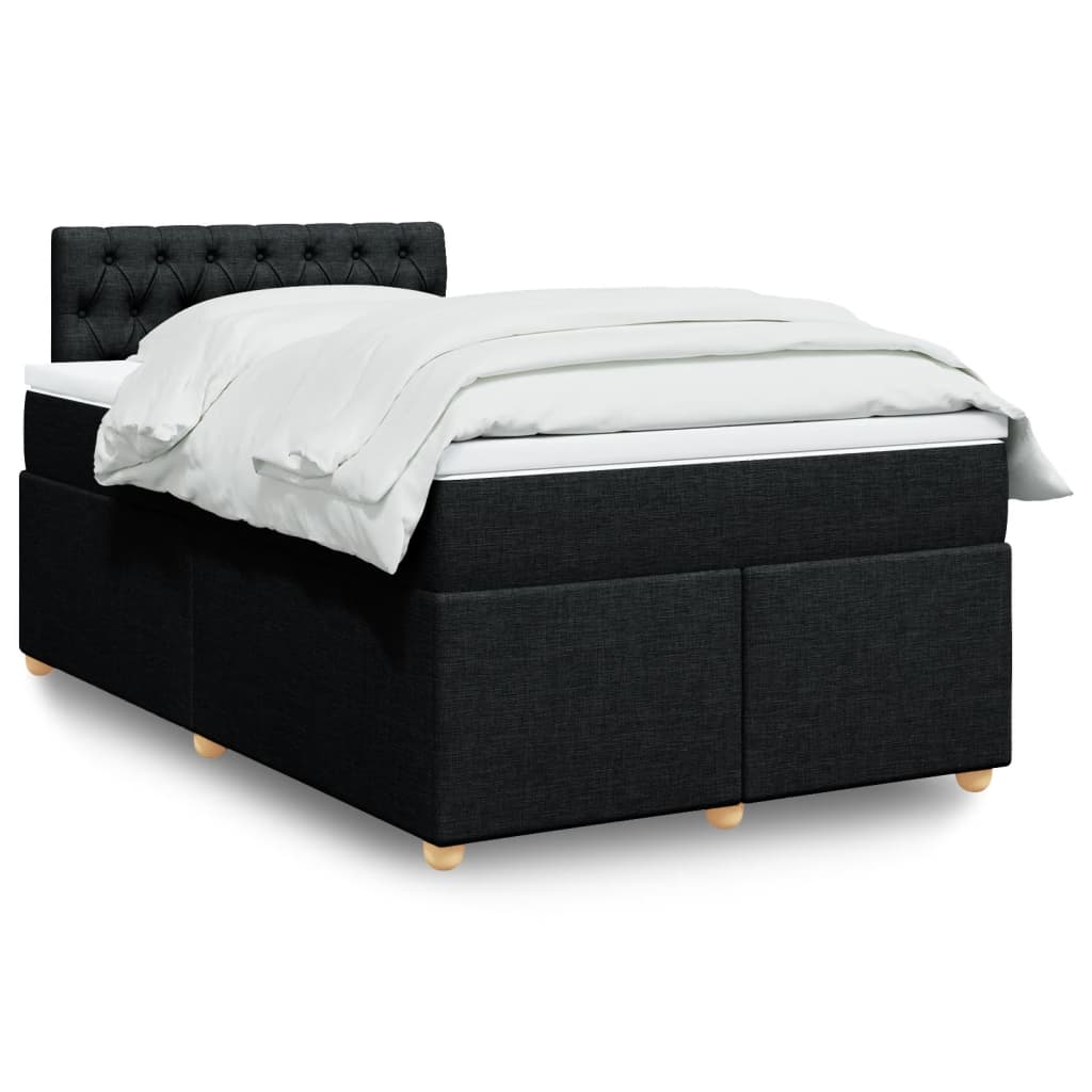 Sommier à lattes de lit avec matelas noir 120x190 cm tissu - XIOS