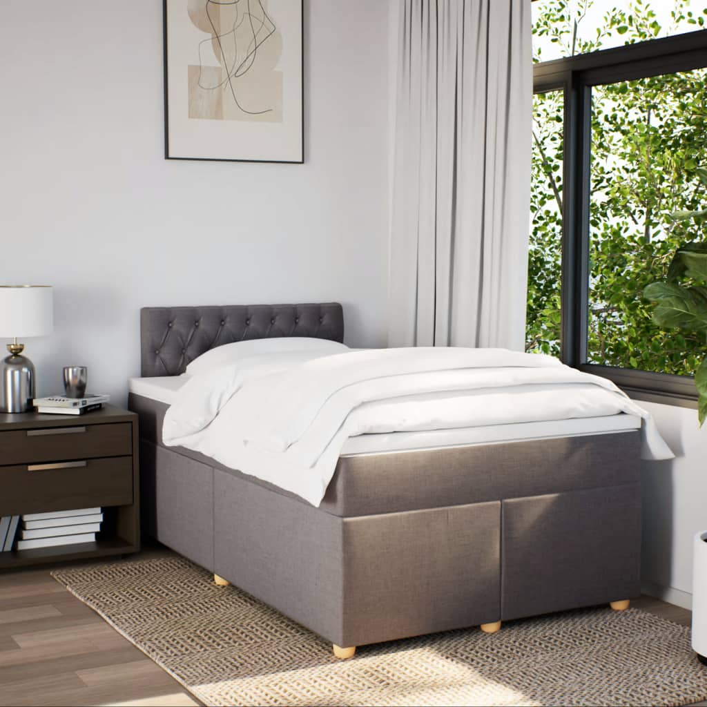 Sommier à lattes de lit avec matelas taupe 120x190 cm tissu - XIOS