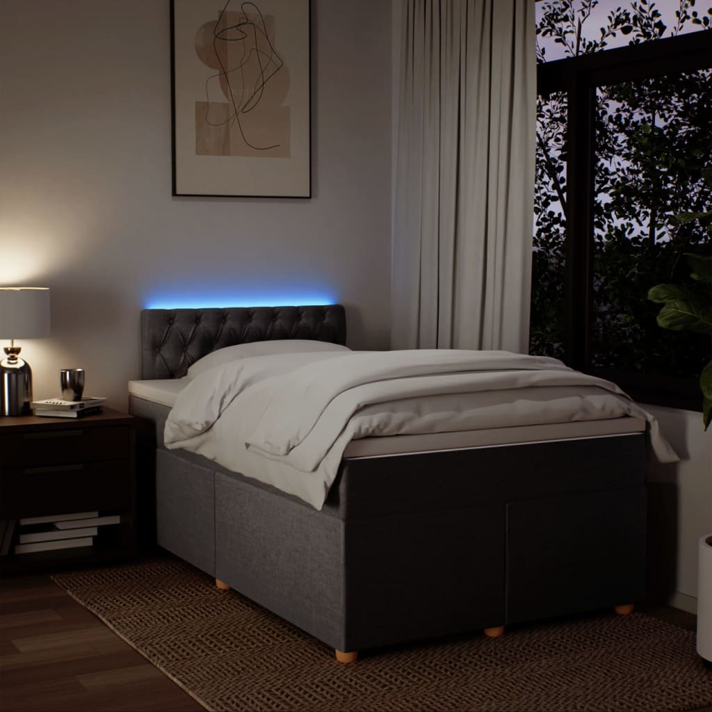 Sommier à lattes de lit avec matelas taupe 120x190 cm tissu - XIOS