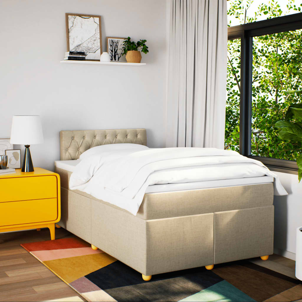Sommier à lattes de lit avec matelas crème 120x190 cm tissu - XIOS