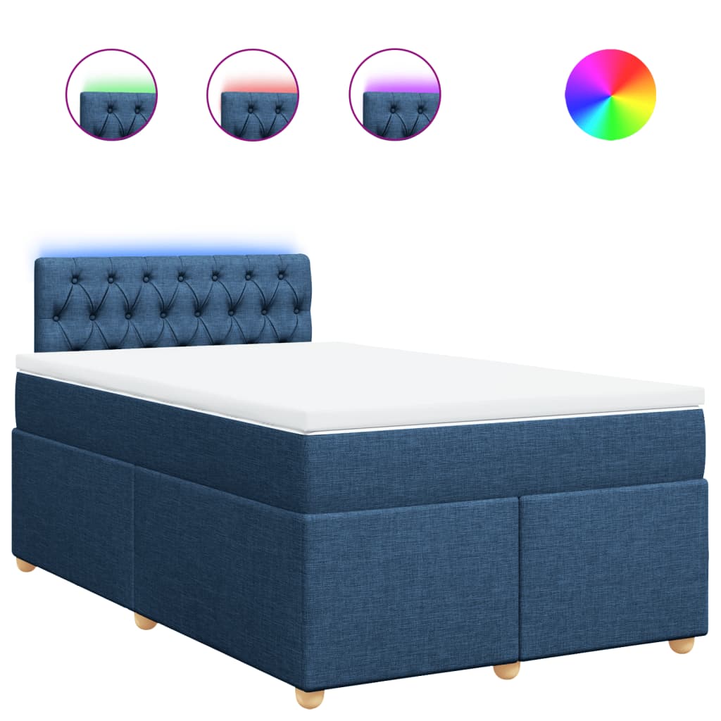 Sommier à lattes de lit avec matelas bleu 120x190 cm tissu - XIOS