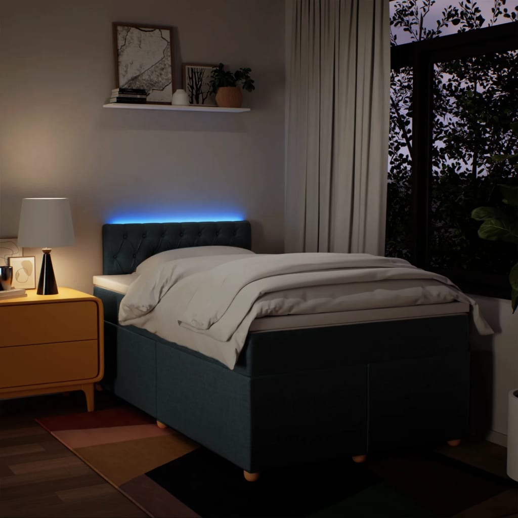 Sommier à lattes de lit avec matelas bleu 120x190 cm tissu - XIOS
