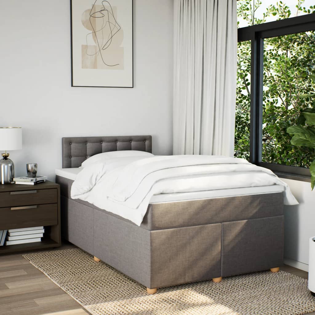 Sommier à lattes de lit avec matelas taupe 120x190 cm tissu - XIOS