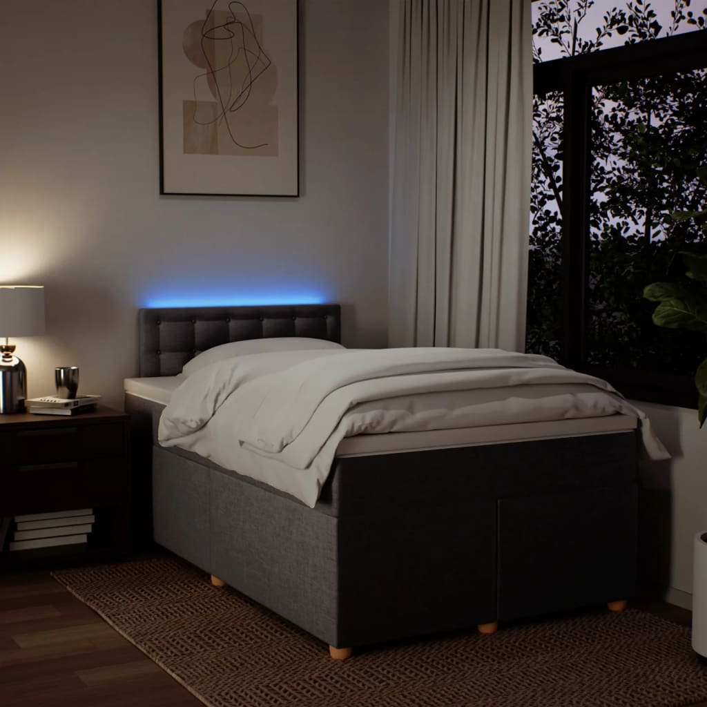 Sommier à lattes de lit avec matelas taupe 120x190 cm tissu - XIOS