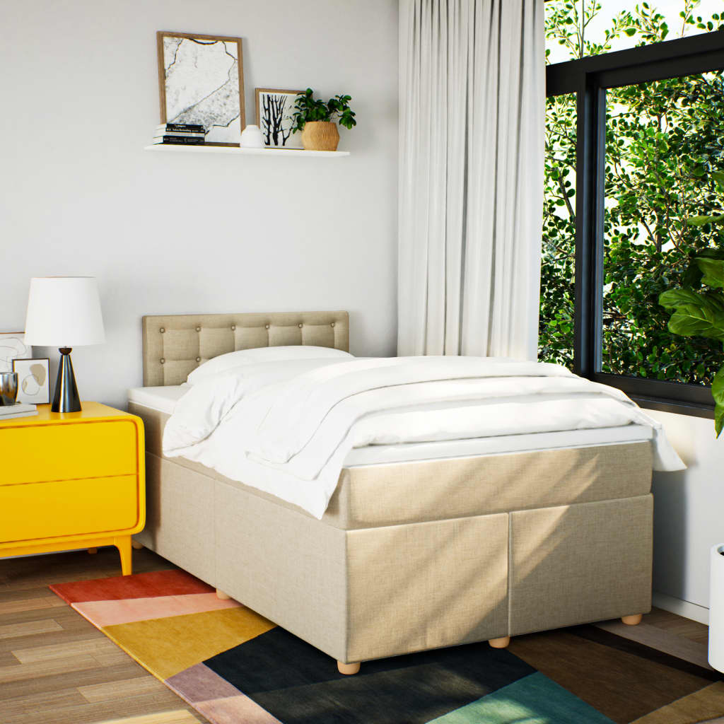 Sommier à lattes de lit avec matelas crème 120x190 cm tissu - XIOS