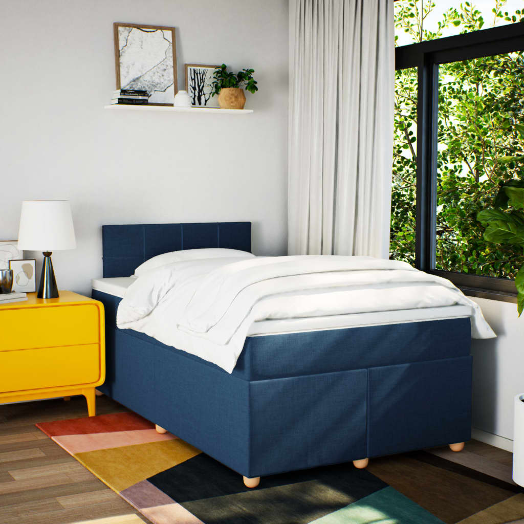Sommier à lattes de lit avec matelas Bleu 120x200 cm Tissu - XIOS