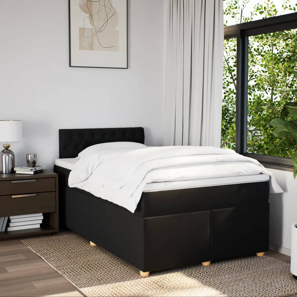 Sommier à lattes de lit avec matelas Noir 120x200 cm Tissu - XIOS