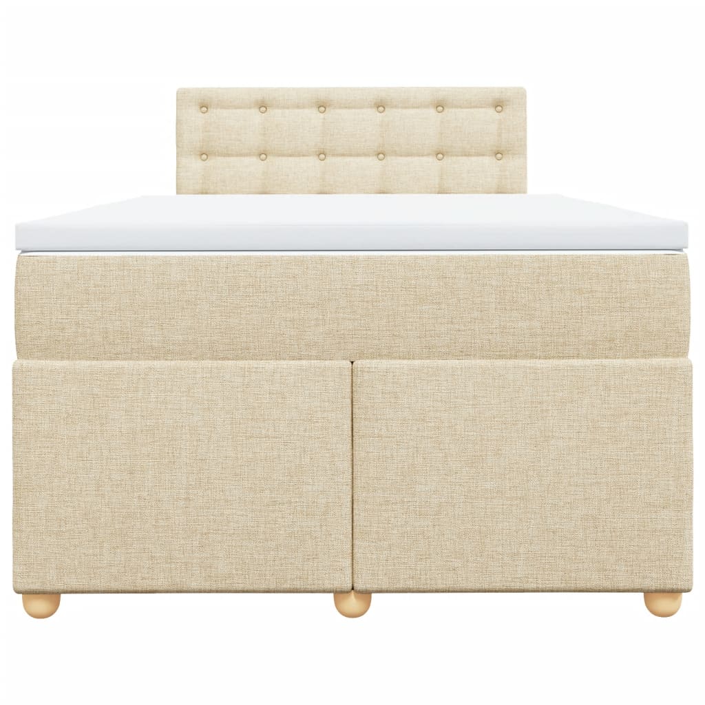 Sommier à lattes de lit avec matelas Crème 120x200 cm Tissu