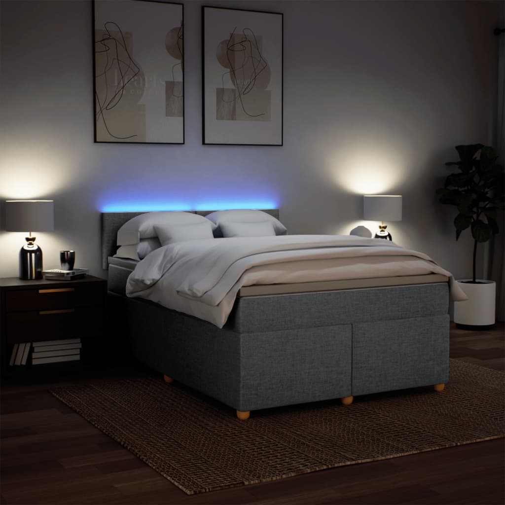 Sommier à lattes de lit avec matelas Gris clair 140x190cm Tissu - XIOS
