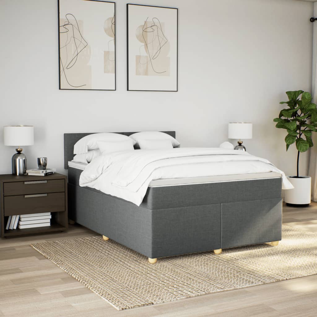 Sommier à lattes de lit avec matelas Gris foncé 140x190cm Tissu - XIOS
