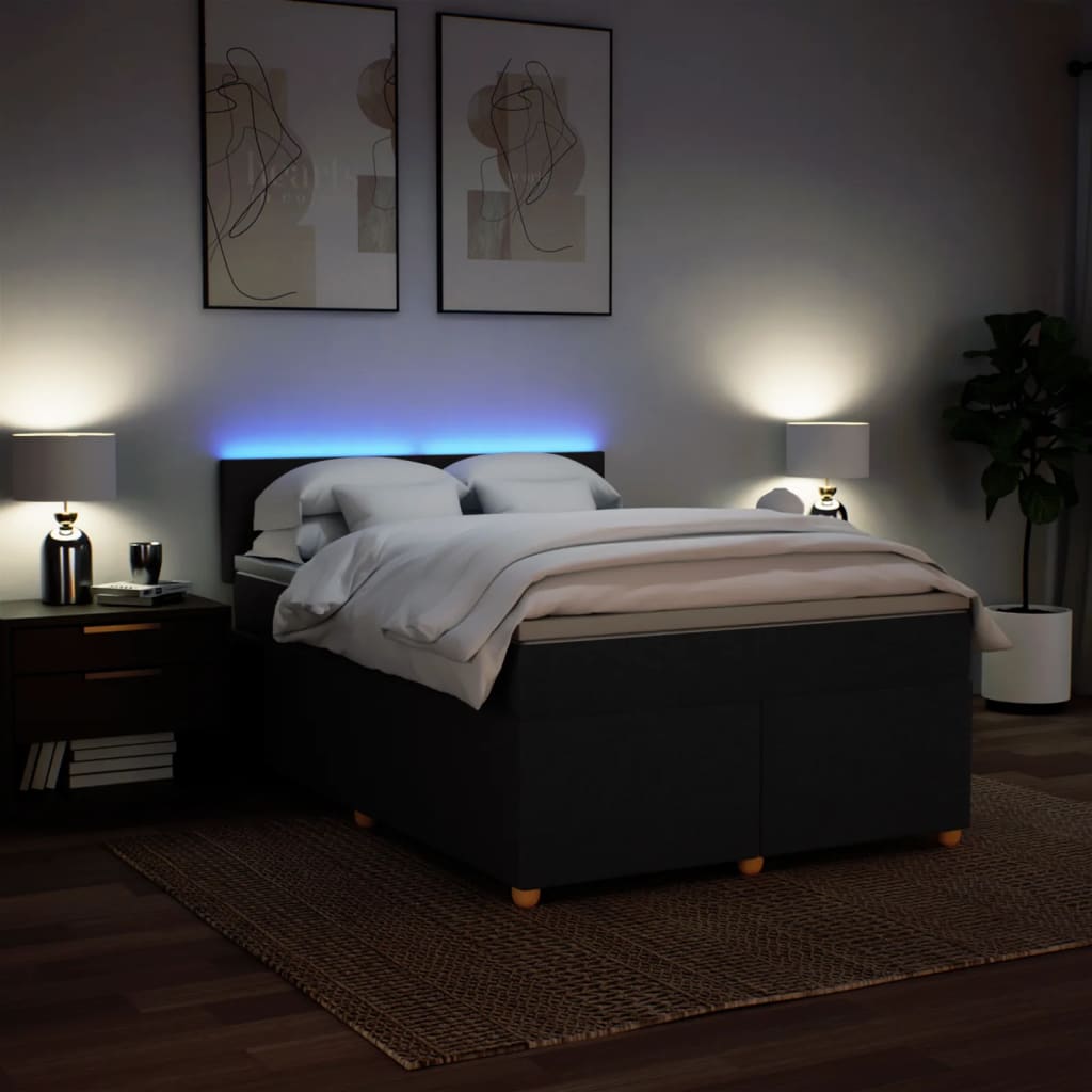 Sommier à lattes de lit avec matelas Noir 140x190 cm Tissu - XIOS