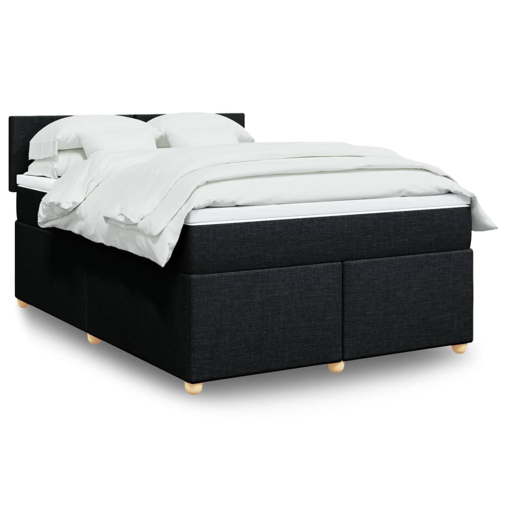 Sommier à lattes de lit avec matelas Noir 140x190 cm Tissu - XIOS