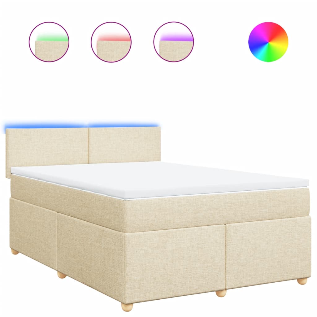 Sommier à lattes de lit avec matelas Crème 140x190 cm Tissu