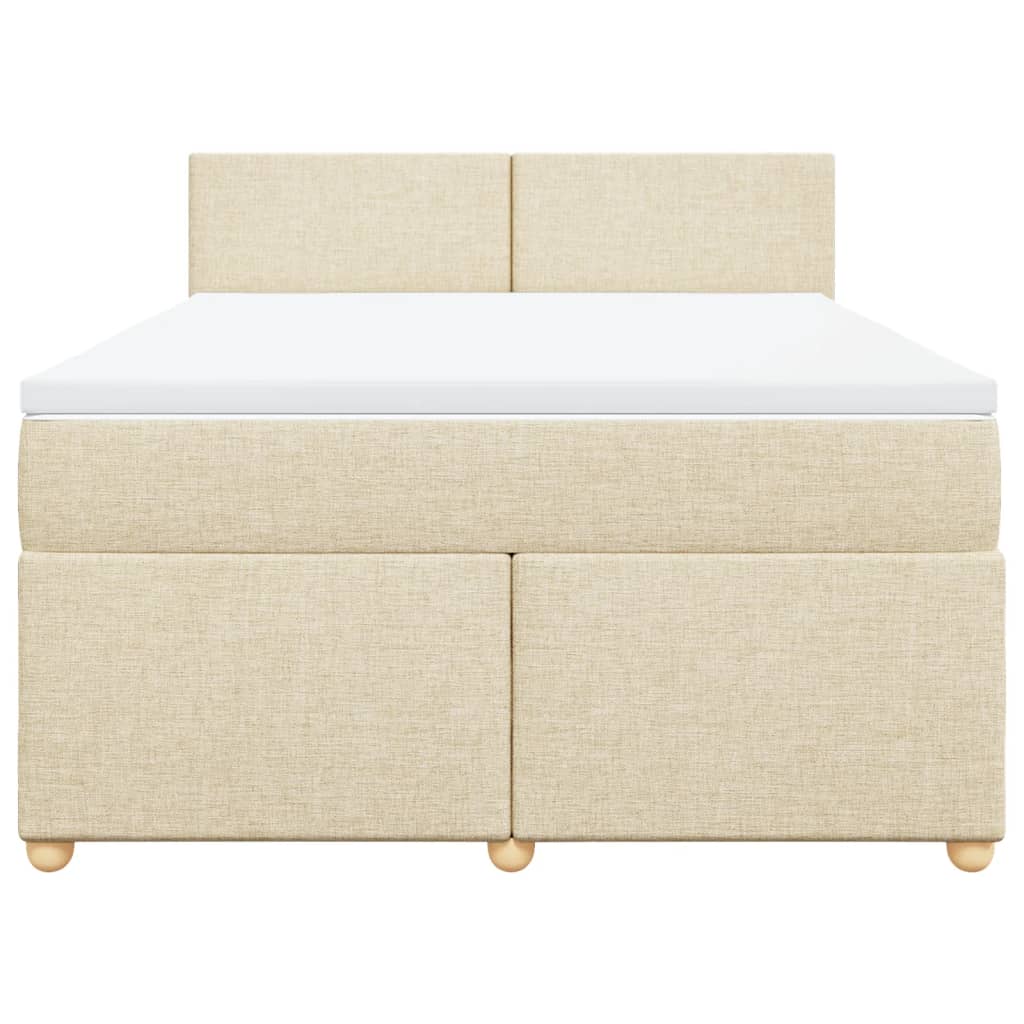 Sommier à lattes de lit avec matelas Crème 140x190 cm Tissu