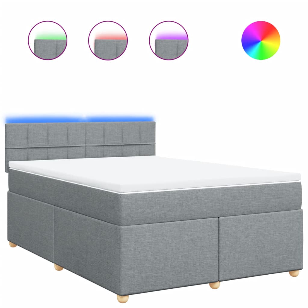 Sommier à lattes de lit avec matelas Gris clair 140x190cm Tissu - XIOS