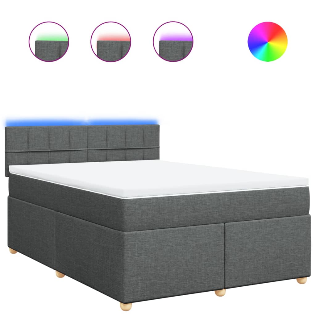 Sommier à lattes de lit avec matelas Gris foncé 140x190cm Tissu - XIOS