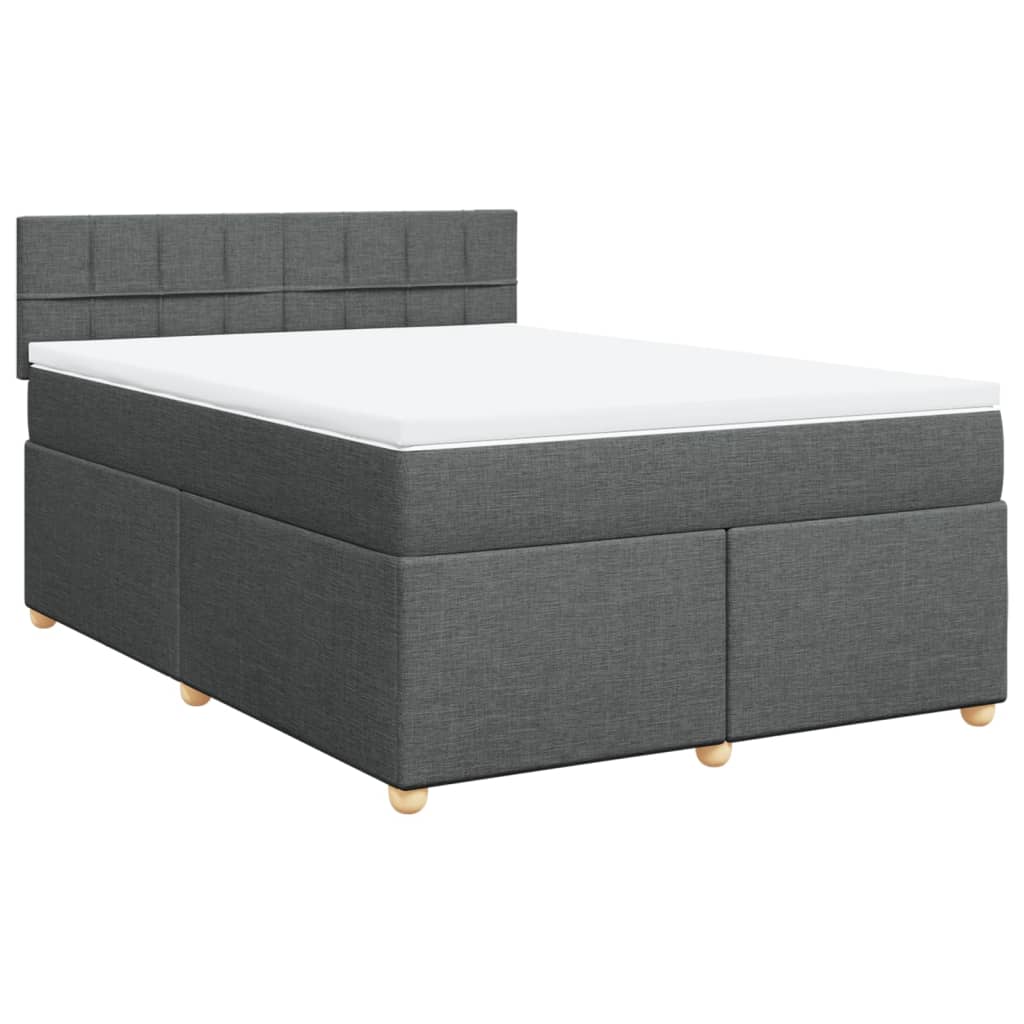 Sommier à lattes de lit avec matelas Gris foncé 140x190cm Tissu - XIOS