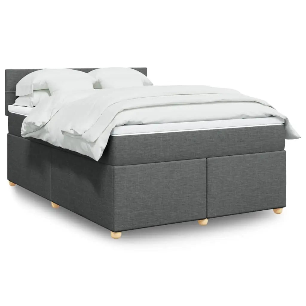 Sommier à lattes de lit avec matelas Gris foncé 140x190cm Tissu - XIOS