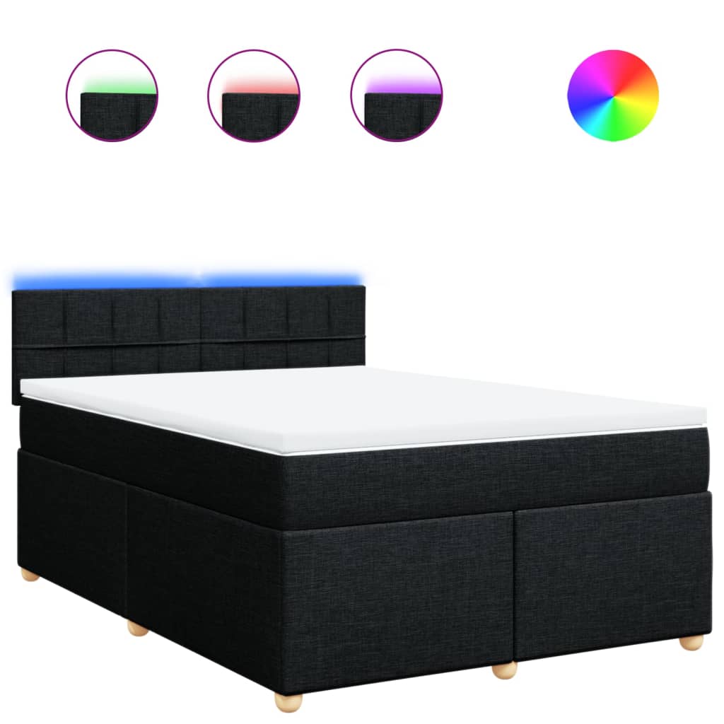 Sommier à lattes de lit avec matelas Noir 140x190 cm Tissu - XIOS