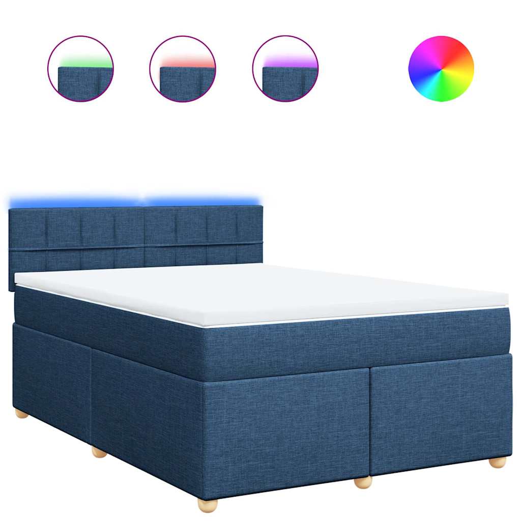 Sommier à lattes de lit avec matelas Bleu 140x190 cm Tissu - XIOS