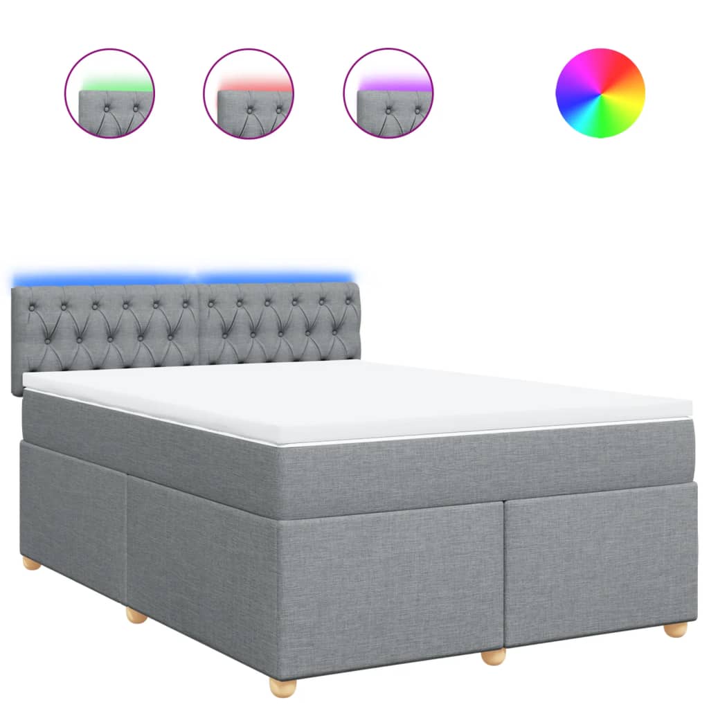 Sommier à lattes de lit avec matelas Gris clair 140x190cm Tissu - XIOS