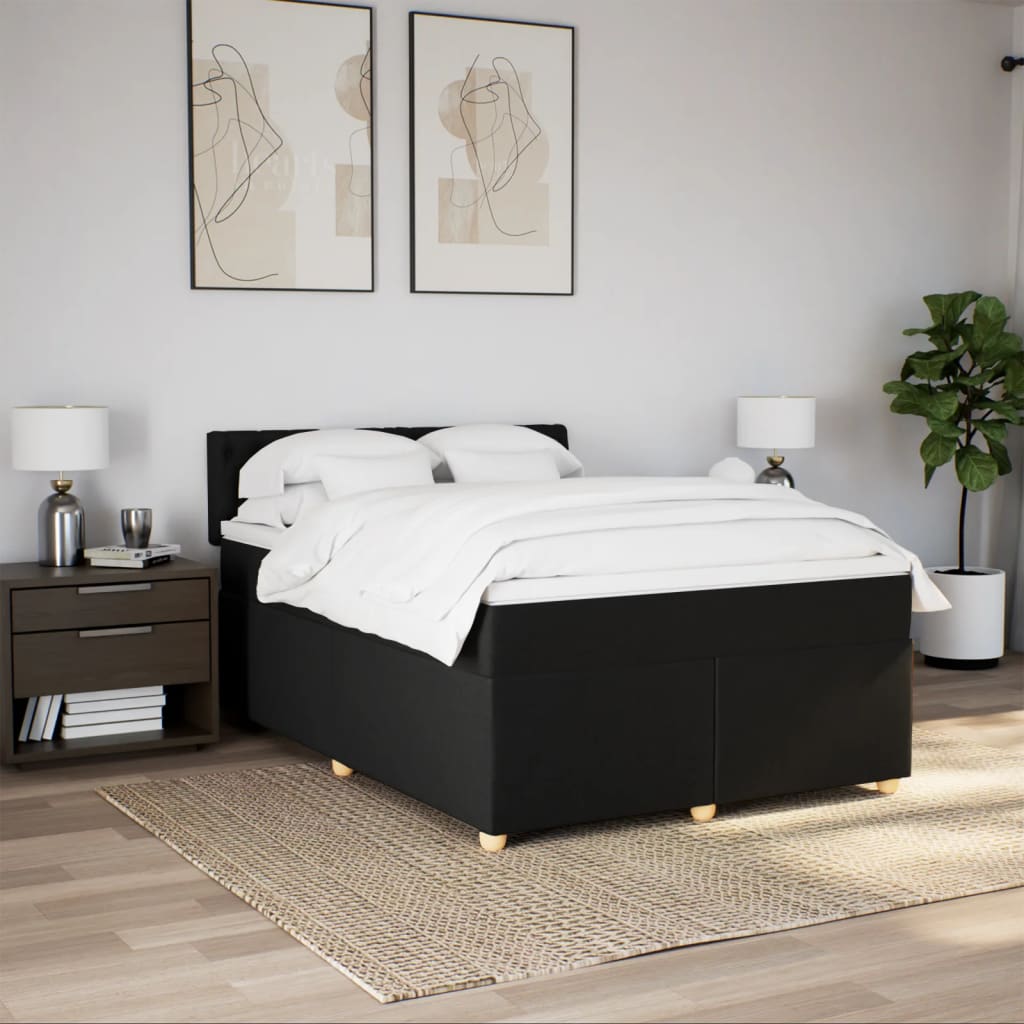 Sommier à lattes de lit avec matelas Noir 140x190 cm Tissu - XIOS