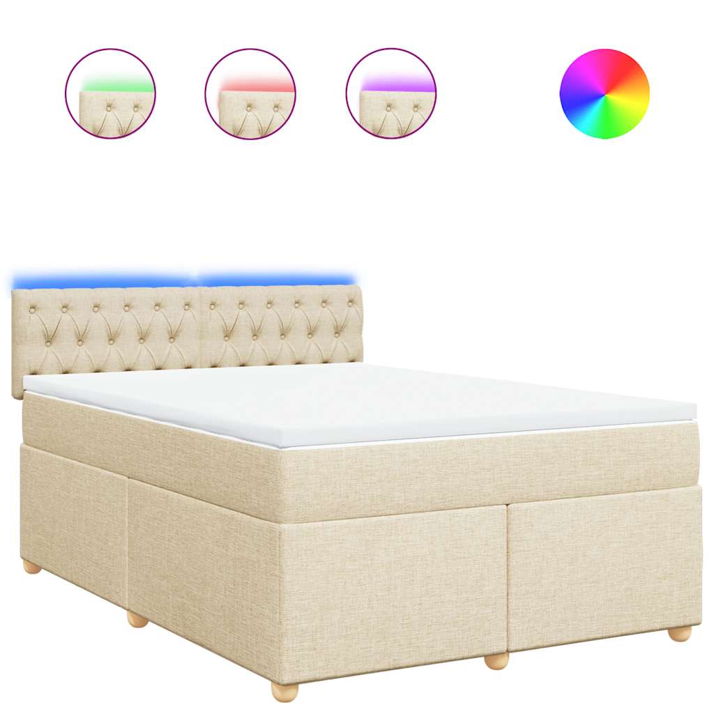 Sommier à lattes de lit avec matelas Crème 140x190 cm Tissu - XIOS