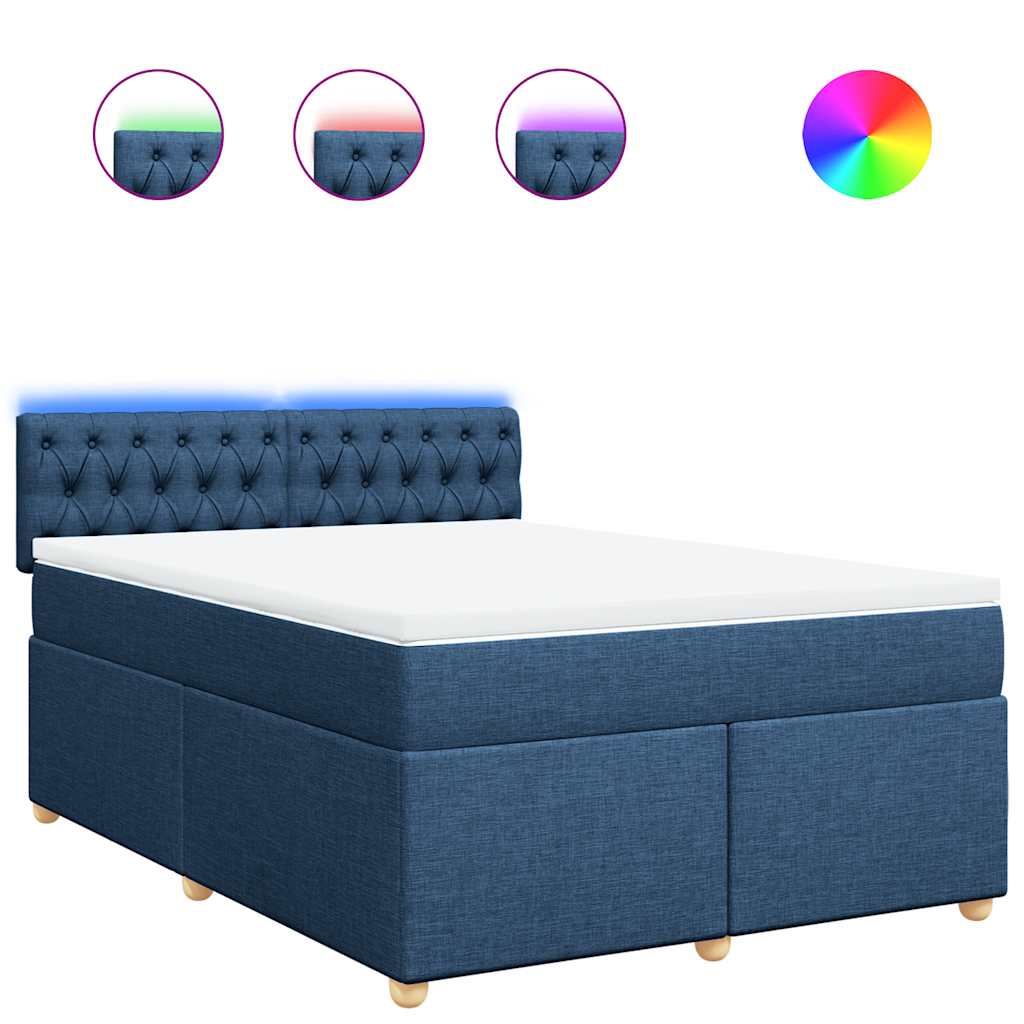 Sommier à lattes de lit avec matelas Bleu 140x190 cm Tissu - XIOS