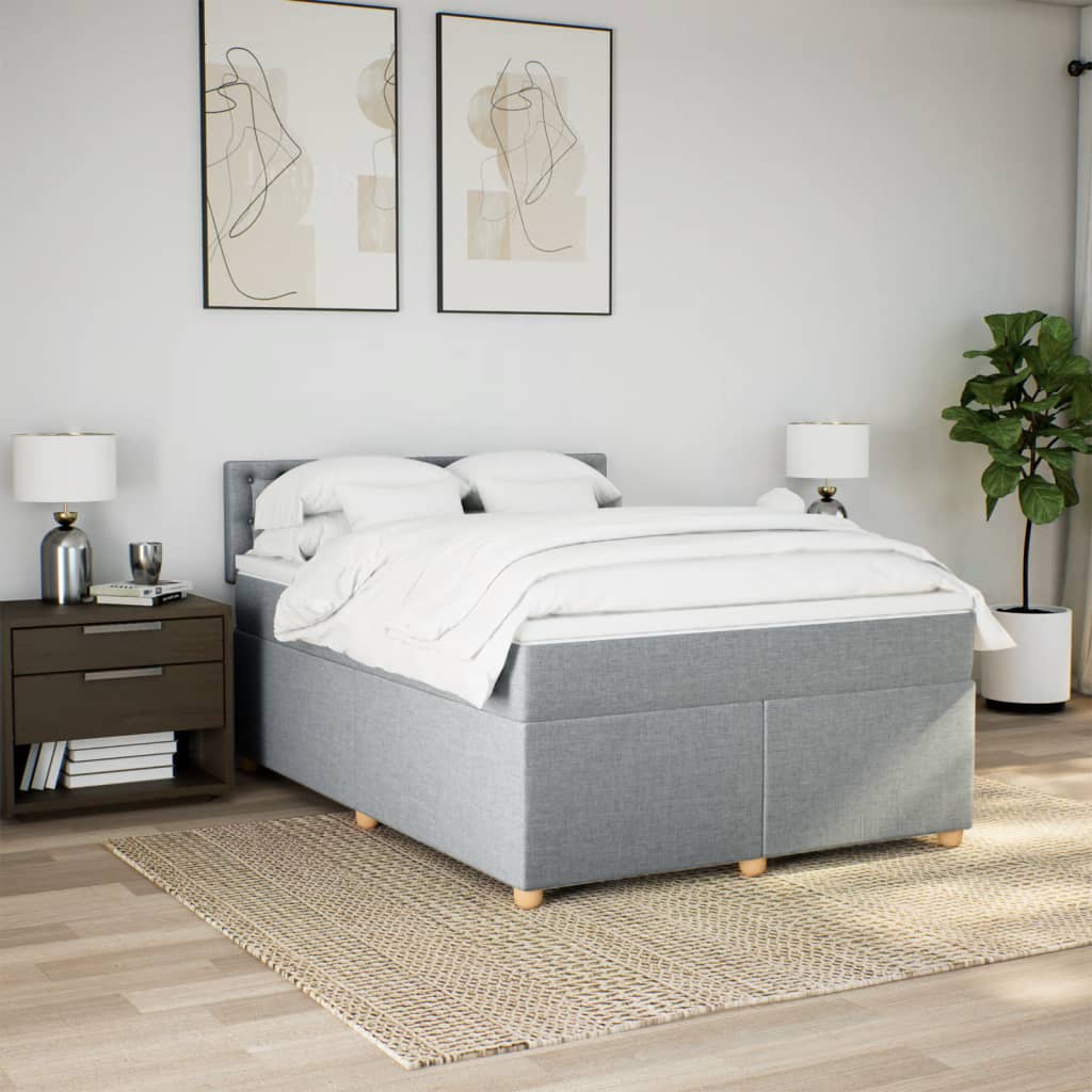 Sommier à lattes de lit avec matelas Gris clair 140x190cm Tissu - XIOS