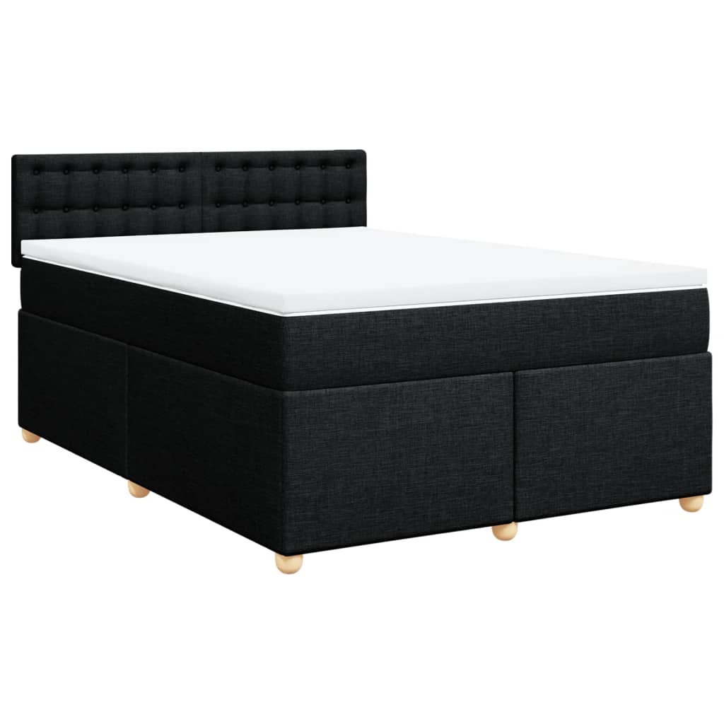 Sommier à lattes de lit avec matelas Noir 140x190 cm Tissu - XIOS