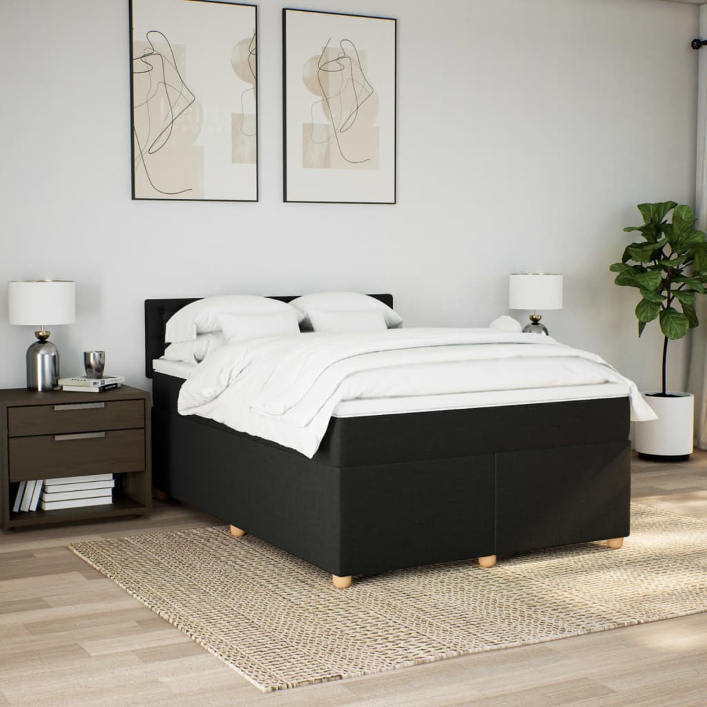 Sommier à lattes de lit avec matelas Noir 140x190 cm Tissu - XIOS
