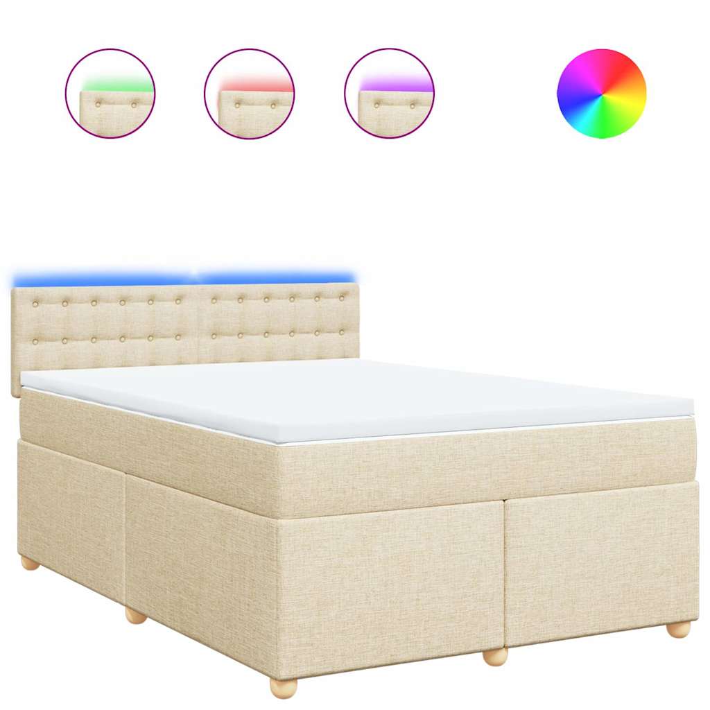 Sommier à lattes de lit avec matelas Crème 140x190 cm Tissu - XIOS