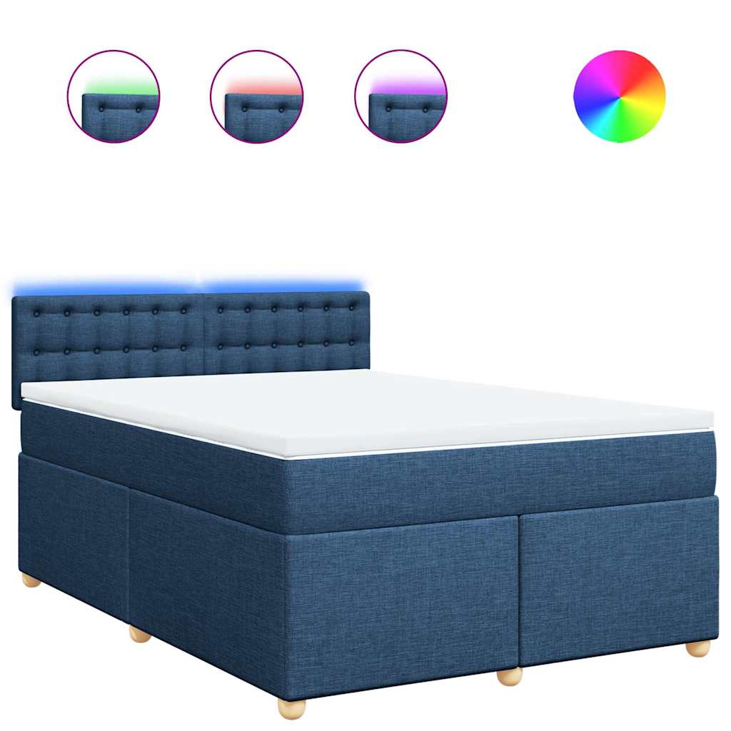 Sommier à lattes de lit avec matelas Bleu 140x190 cm Tissu - XIOS