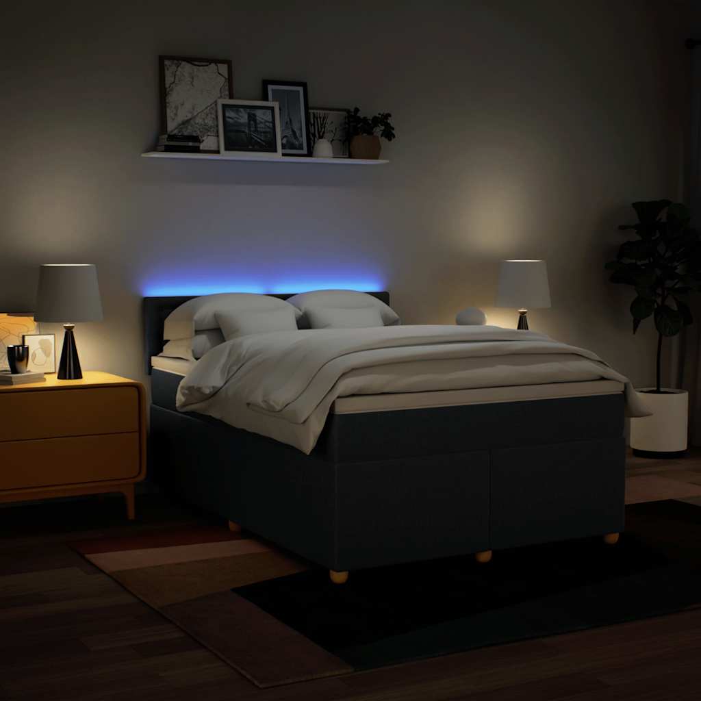 Sommier à lattes de lit avec matelas Bleu 140x190 cm Tissu - XIOS