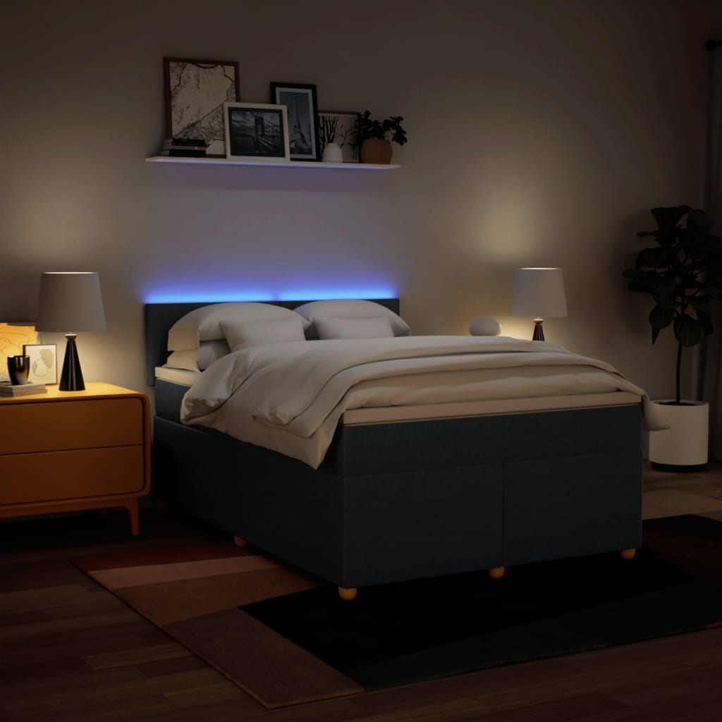 Sommier à lattes de lit avec matelas Bleu 140x200 cm Tissu - XIOS