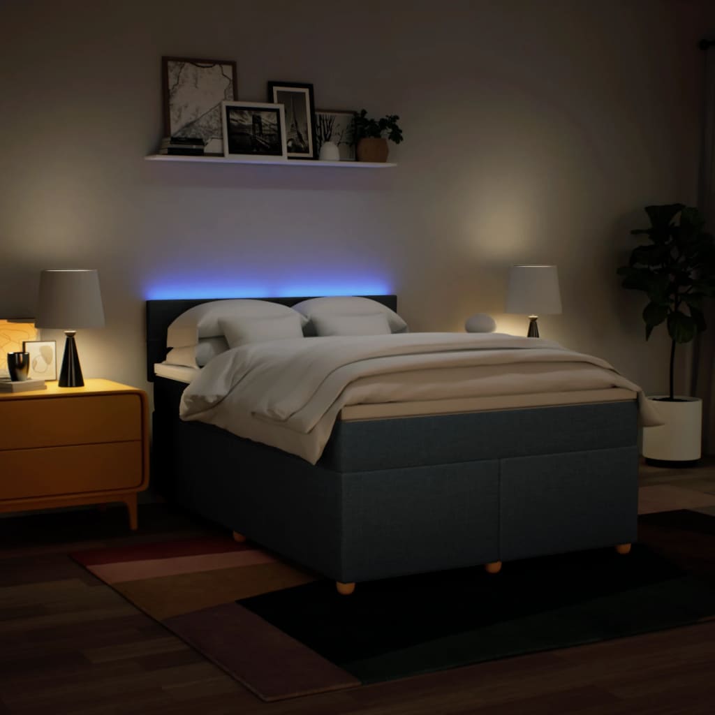 Sommier à lattes de lit avec matelas Bleu 140x200 cm Tissu